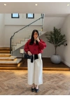 KIRMIZI BÜZGÜLÜ DİK YAKA BUMBER -7746