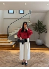 KIRMIZI BÜZGÜLÜ DİK YAKA BUMBER -7746