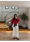 KIRMIZI BÜZGÜLÜ DİK YAKA BUMBER -7746