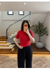 KIRMIZI BUZY KISA KOL BODY - 1164