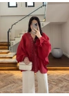 KIRMIZI DANTELLİ GÖMLEK -5108