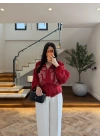 KIRMIZI DANTELLİ İŞLEMELİ TASARIM CEKET-9773
