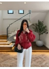KIRMIZI DANTELLİ İŞLEMELİ TASARIM CEKET-9773
