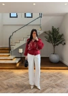 KIRMIZI DANTELLİ İŞLEMELİ TASARIM CEKET-9773