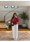 KIRMIZI DANTELLİ İŞLEMELİ TASARIM CEKET-9773