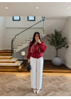 KIRMIZI DANTELLİ İŞLEMELİ TASARIM CEKET-9773