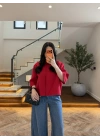 KIRMIZI OVERSİZE CROP CEKET-26K1130