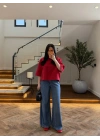 KIRMIZI OVERSİZE CROP CEKET-26K1130