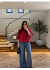 KIRMIZI OVERSİZE CROP CEKET-26K1130