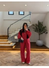 KIRMIZI PARAŞÜT KISA CEKET TAKIM-5191