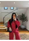 KIRMIZI PARAŞÜT KISA CEKET TAKIM-5191