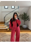 KIRMIZI PARAŞÜT KISA CEKET TAKIM-5191