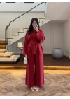 KIRMIZI PİLELİ DİKİŞLİ ARKA BAĞLAMALI TAKIM-9178