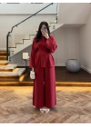 KIRMIZI PİLELİ DİKİŞLİ ARKA BAĞLAMALI TAKIM-9178