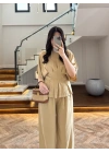 KOYU BEJ SALAŞ PANTOLON BLUZ TAKIM-650008