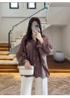 KOYU KAHVE DANTELLİ GÖMLEK -5108