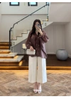 KOYU KAHVE DANTELLİ GÖMLEK -5108