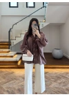 KOYU KAHVE DANTELLİ GÖMLEK -5108