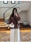 KOYU KAHVE DANTELLİ GÖMLEK -5108