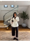 KREM KUŞAKLI APOLETLİ TRENÇ -7753