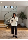 KREM KUŞAKLI APOLETLİ TRENÇ -7753