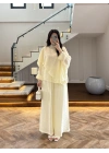 KUM SARISI PELERİNLİ PANTOLON TAKIM-9327