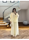 KUM SARISI PELERİNLİ PANTOLON TAKIM-9327