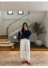 LACİVERT BÜZGÜ DETAY BUMBER CEKET -7778