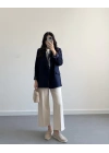 LACİVERT ÇİZGİ DETAYLI BLAZER CEKET