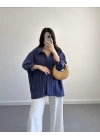 LACİVERT ÇİZGİLİ PREMİUM TENSEL GÖMLEK