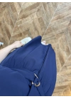 LACİVERT DÜĞMELİ TOKA DETAY ELBİSE -3925