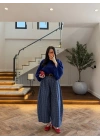 LACİVERT EKOSE KEMERLİ PANTOLON-51478