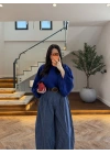 LACİVERT EKOSE KEMERLİ PANTOLON-51478