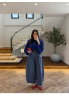 LACİVERT EKOSE KEMERLİ PANTOLON-51478