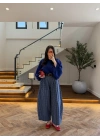 LACİVERT EKOSE KEMERLİ PANTOLON-51478