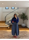 LACİVERT EKOSE KEMERLİ PANTOLON-51478