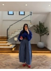 LACİVERT EKOSE KEMERLİ PANTOLON-51478