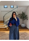 LACİVERT EKOSE KEMERLİ PANTOLON-51478