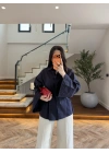 LACİVERT GENİŞ KOL DETAY GÖMLEK -5568