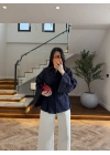 LACİVERT GENİŞ KOL DETAY GÖMLEK -5568