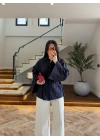 LACİVERT GENİŞ KOL DETAY GÖMLEK -5568