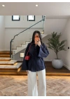 LACİVERT GENİŞ KOL DETAY GÖMLEK -5568