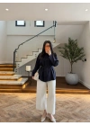 LACİVERT GENİŞ PATLI BAĞCIKLI GÖMLEK-5529