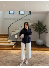 LACİVERT GENİŞ PATLI BAĞCIKLI GÖMLEK-5529