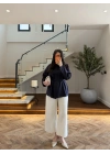 LACİVERT GENİŞ PATLI BAĞCIKLI GÖMLEK-5529