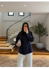 LACİVERT GENİŞ PATLI BAĞCIKLI GÖMLEK-5529