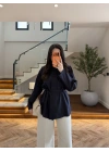 LACİVERT GENİŞ PATLI BAĞCIKLI GÖMLEK-5529