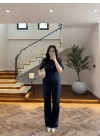 LACİVERT KEMERLİ İSPANYOL PAÇA PANTOLON TAKIM -9214