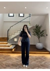 LACİVERT KEMERLİ İSPANYOL PAÇA PANTOLON TAKIM -9214
