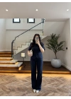 LACİVERT KEMERLİ İSPANYOL PAÇA PANTOLON TAKIM -9214